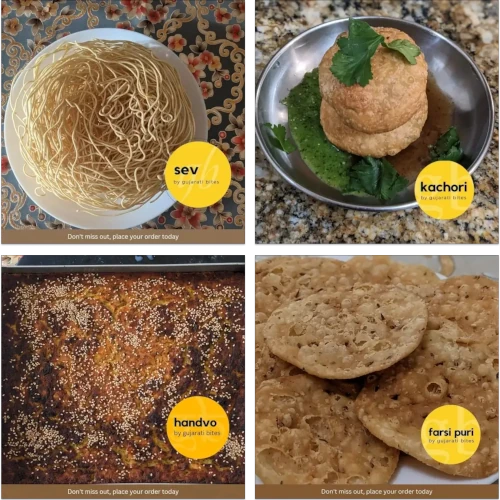 Images of some of the menu items offered by Gujarati Bites